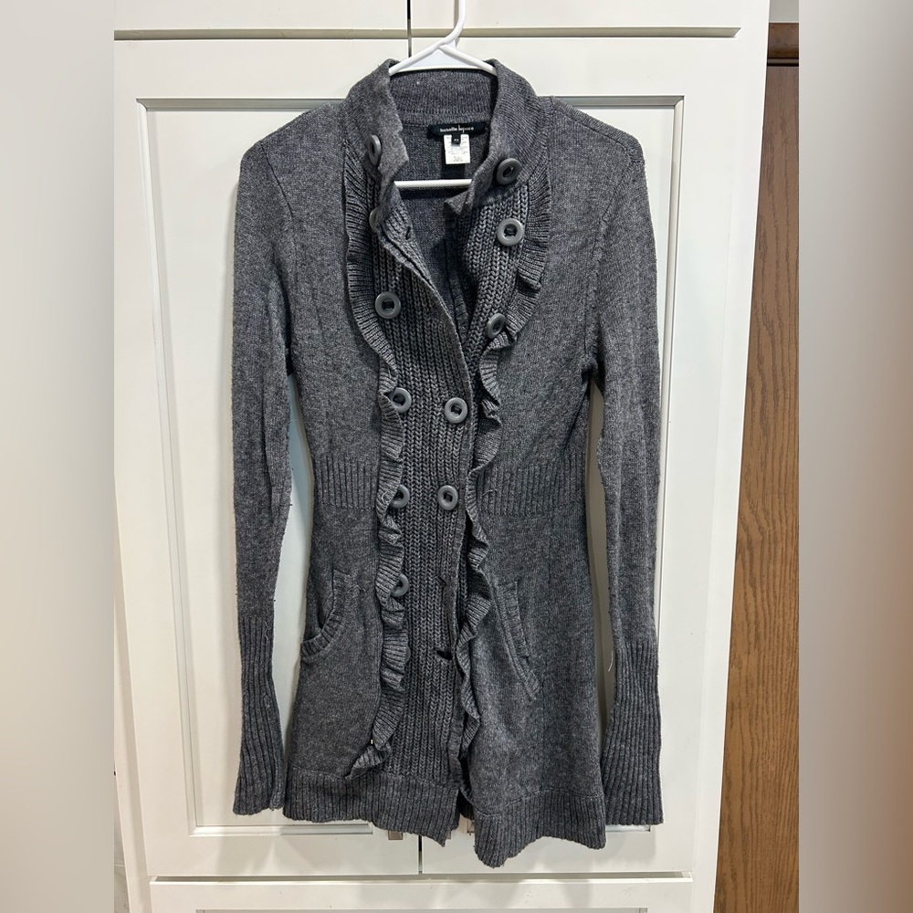 Perfect Condition Gray Ruffled Women's Sweater